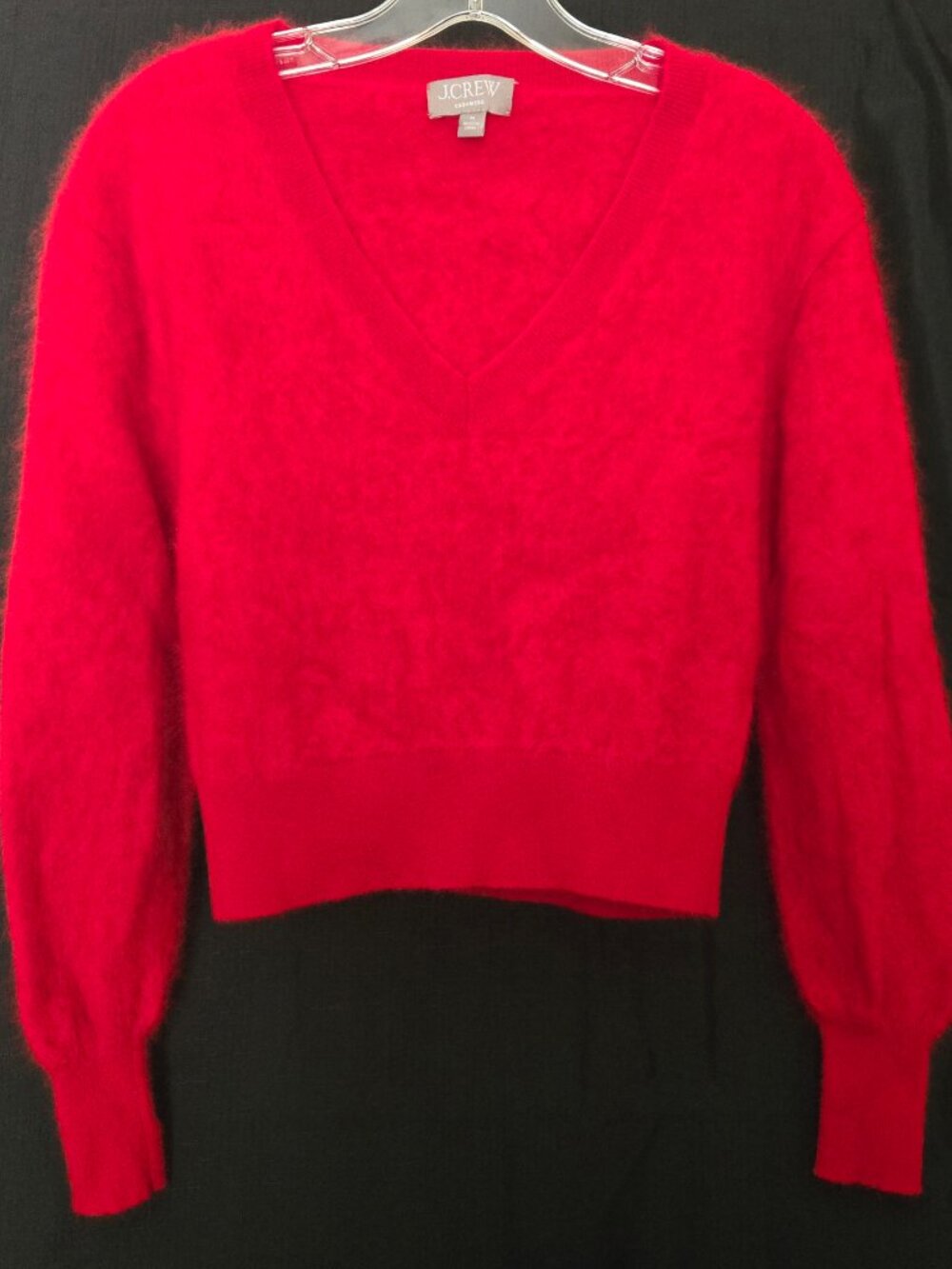 J.Crew 100% Cashmere Red Cropped V-Neck Sweater Size M